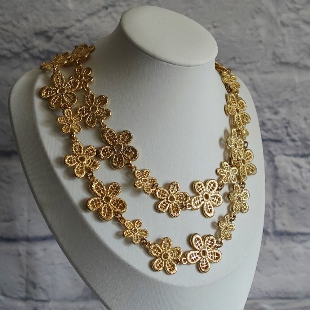 Vintage Gold Tone Statement Necklace